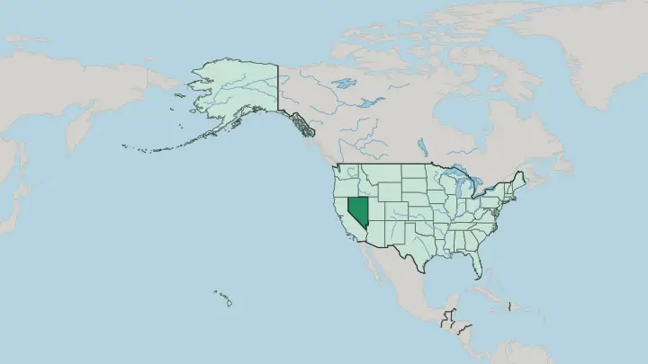 Map of Nevada in United States