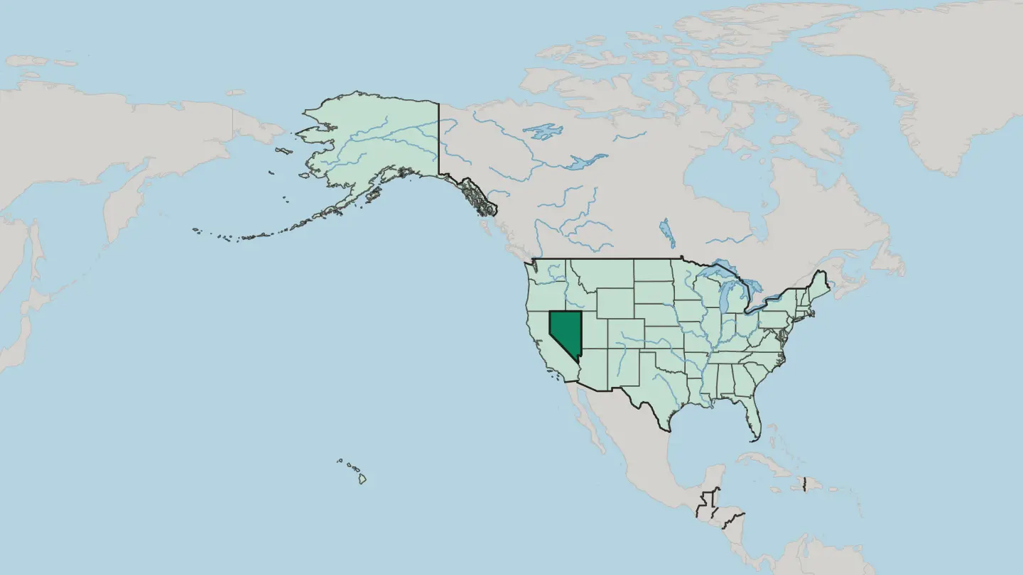Map of Nevada in United States