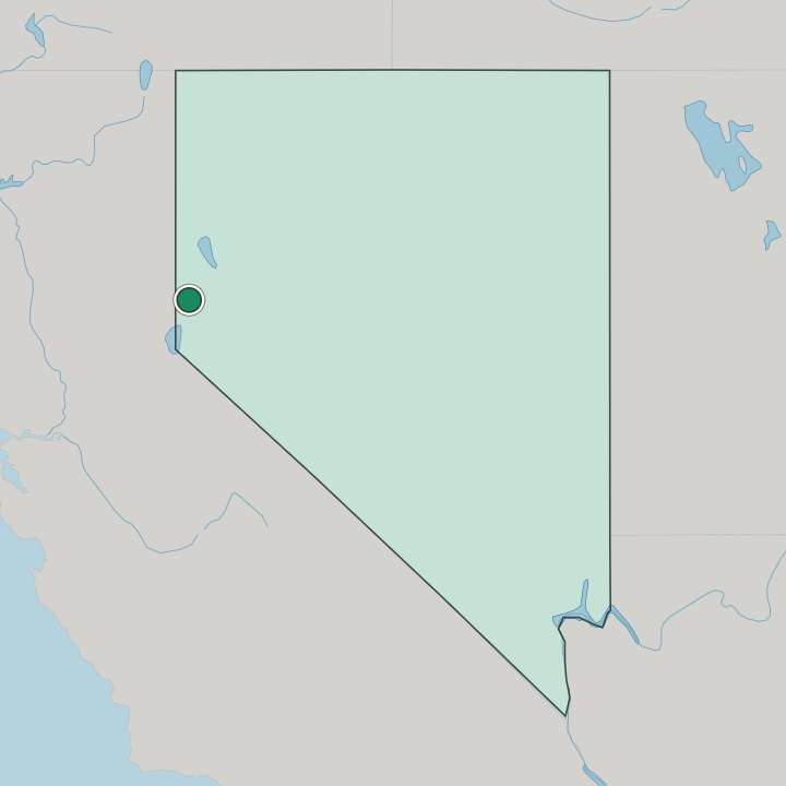 Map showing Reno — In Nevada