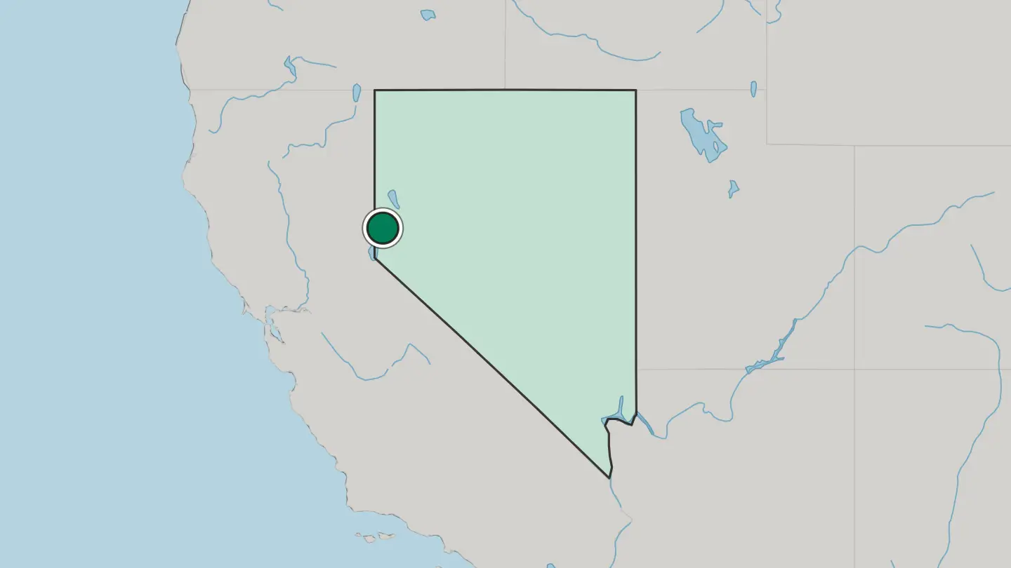 Map of Reno in United States