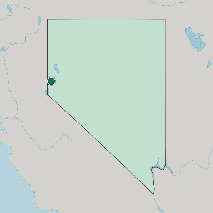 Map showing Reno — In Nevada