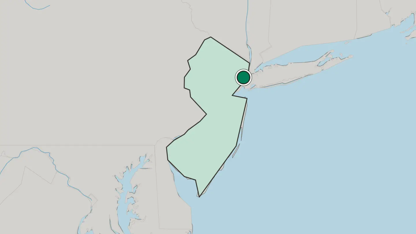 Map of Hoboken in United States