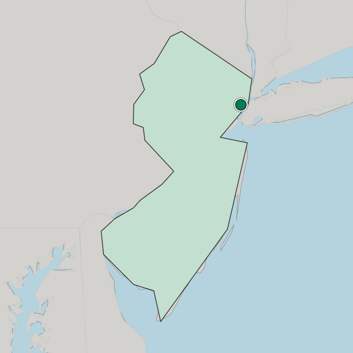 Map showing Hoboken — In New Jersey