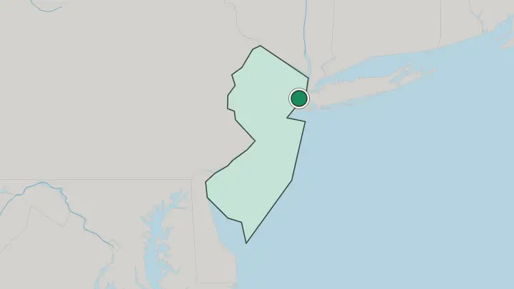 Map of Jersey City in United States