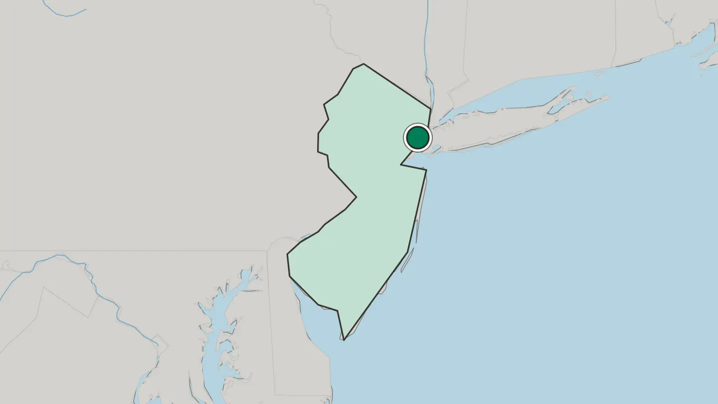 Map of Jersey City in United States