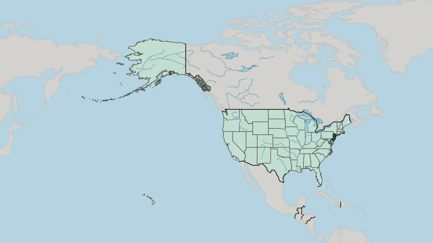 Map of New Jersey in United States