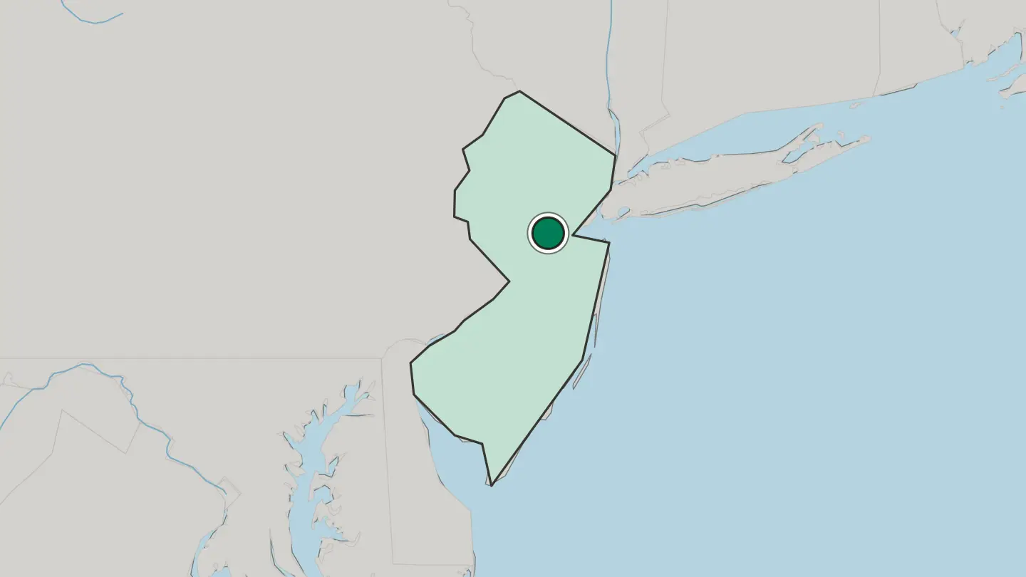 Map of New Brunswick in United States