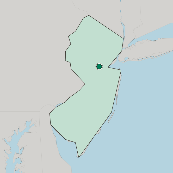 Map showing New Brunswick — In New Jersey