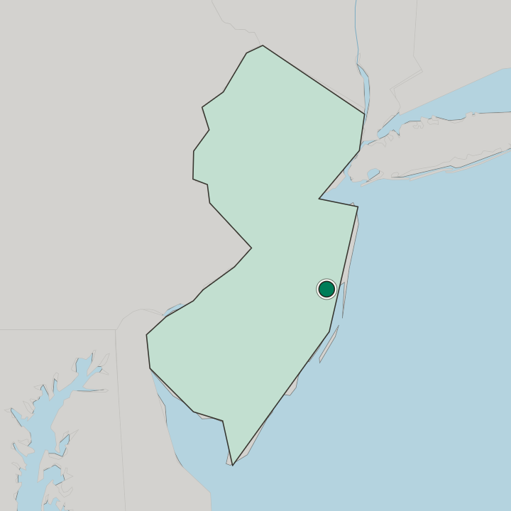 Map showing Toms River — In New Jersey
