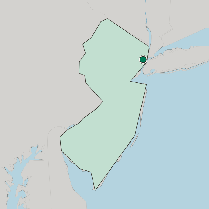 Map showing Union City — In New Jersey