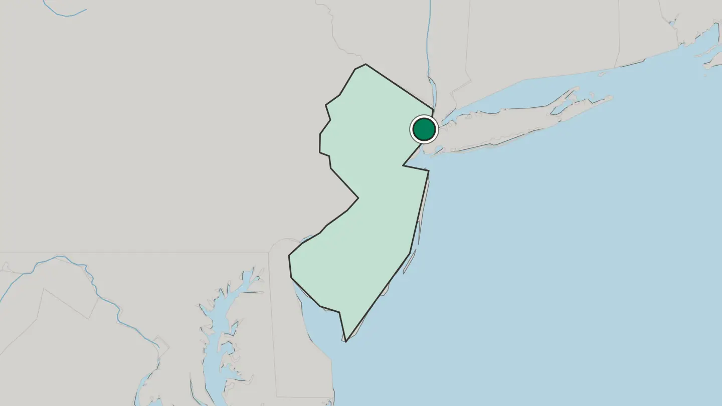 Map of West New York in United States
