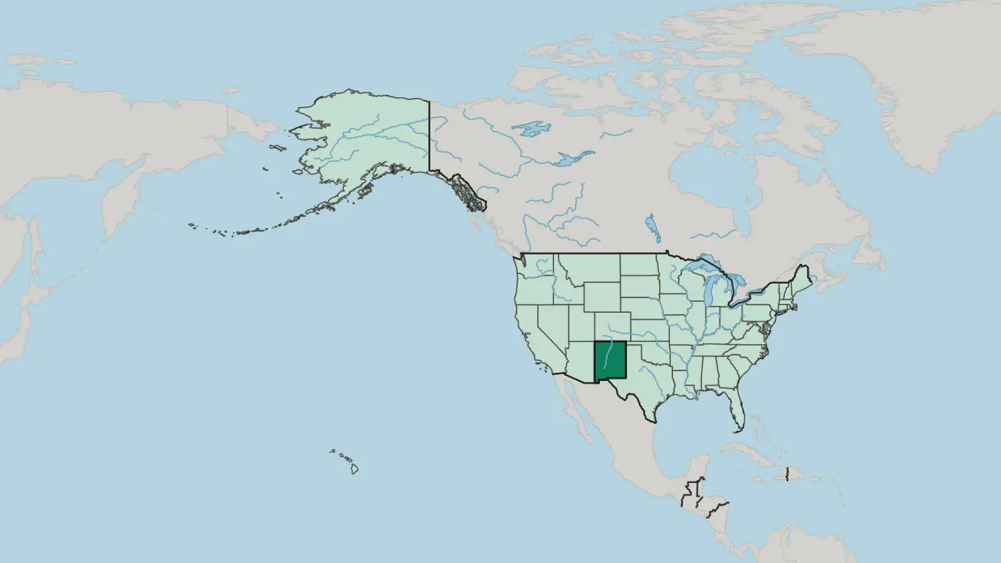 Map of New Mexico in United States