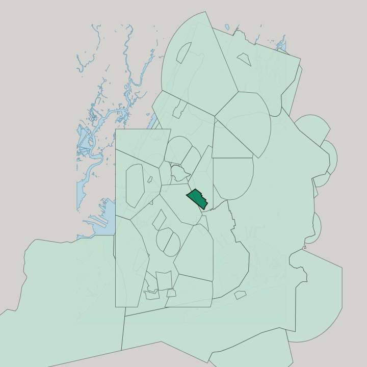 Map showing Bushwick — In New York City