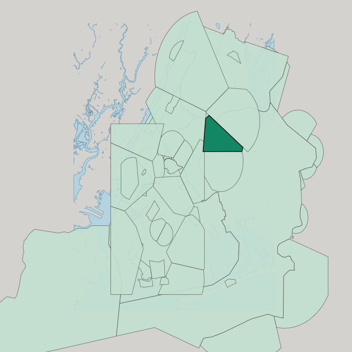 Map showing East Elmhurst — In New York City