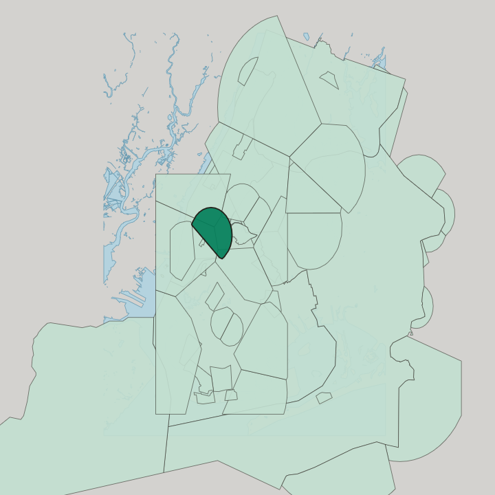 Map showing East Village — In New York City