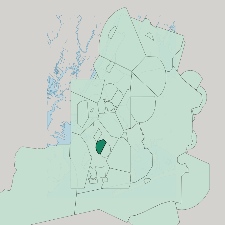 Map showing Kensington — In New York City