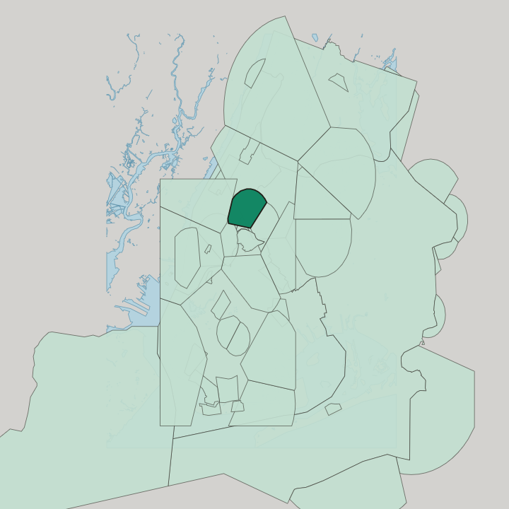 Map showing Long Island City — In New York City