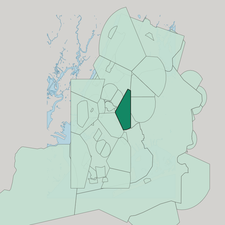 Map showing Maspeth — In New York City