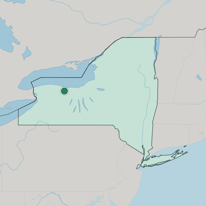 Map showing Rochester — In New York