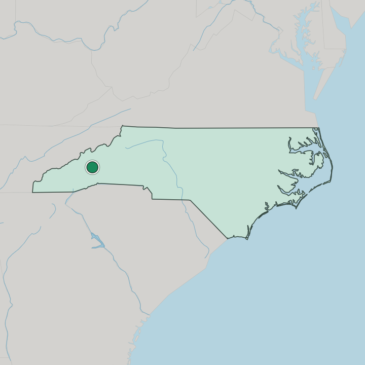 Map showing Asheville — In North Carolina