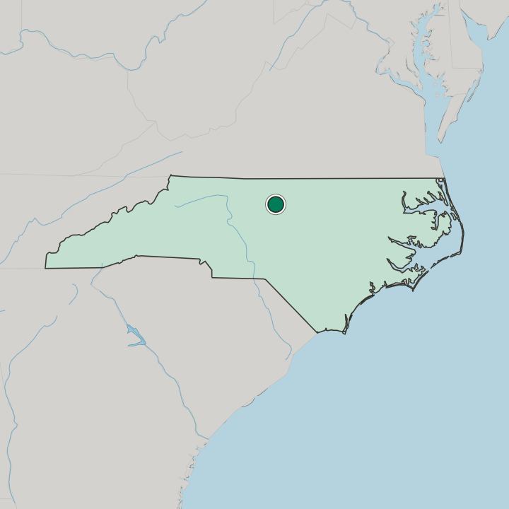 Map showing Burlington — In North Carolina