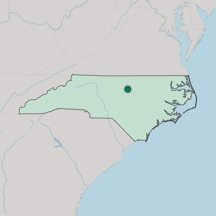 Map showing Durham — In North Carolina