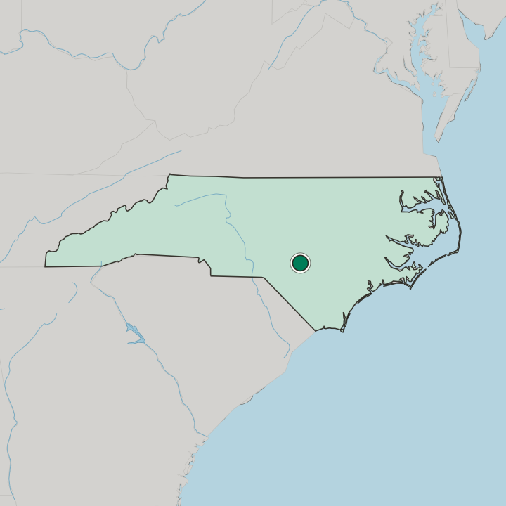 Map showing Fayetteville — In North Carolina