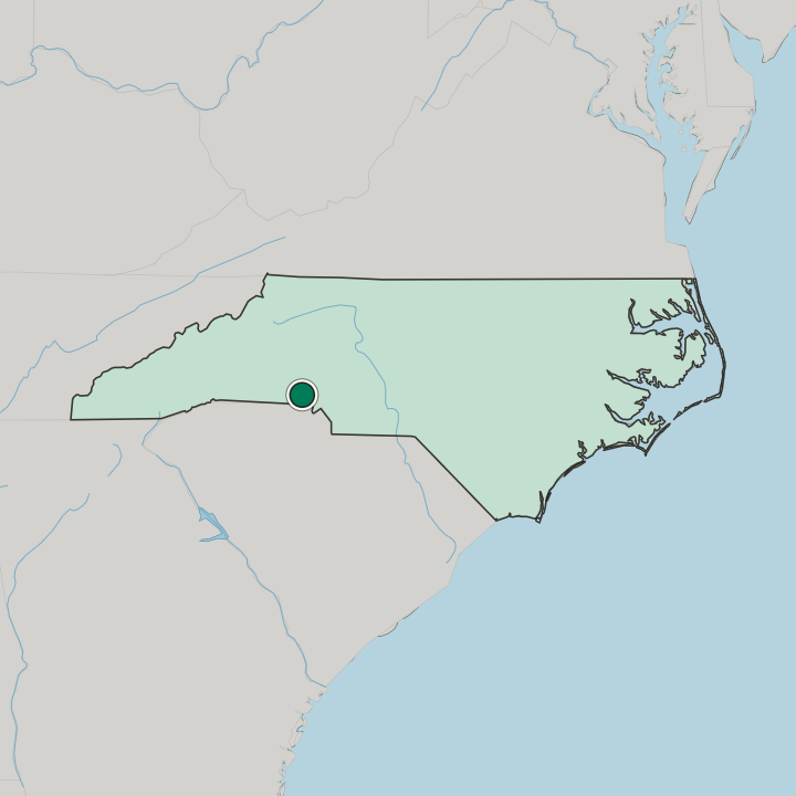 Map showing Gastonia — In North Carolina
