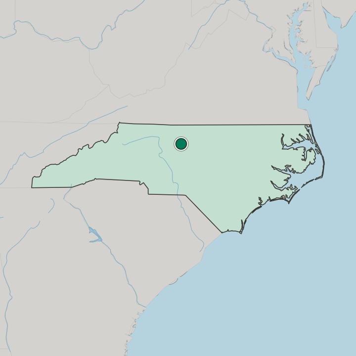 Map showing Greensboro — In North Carolina