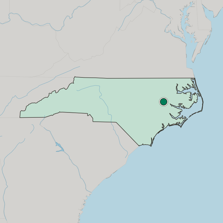 Map showing Greenville — In North Carolina