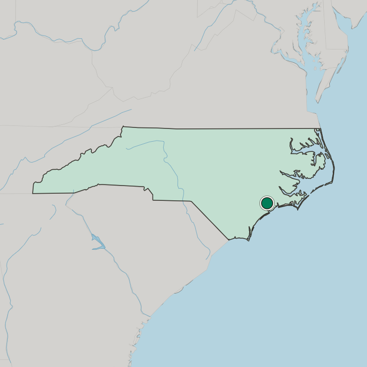 Map showing Jacksonville — In North Carolina