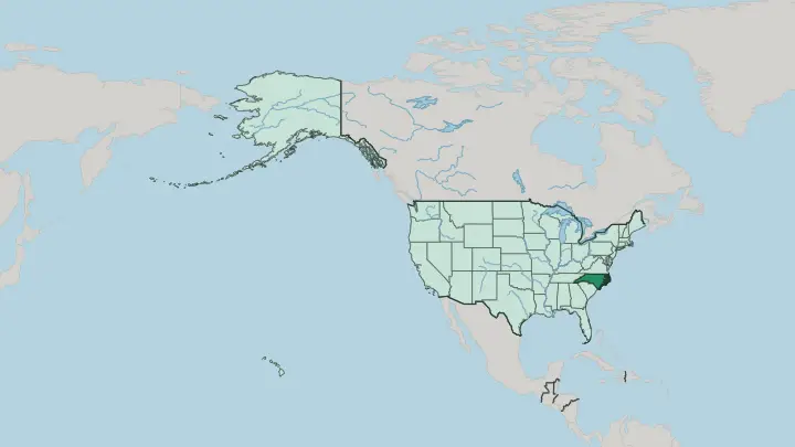 Map of North Carolina in United States