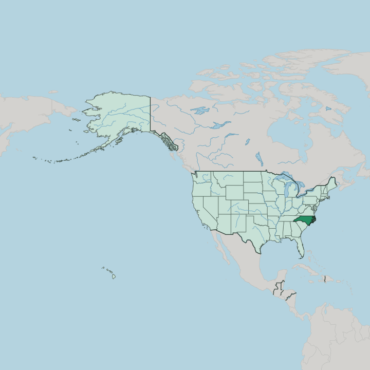 Map showing North Carolina — In United States