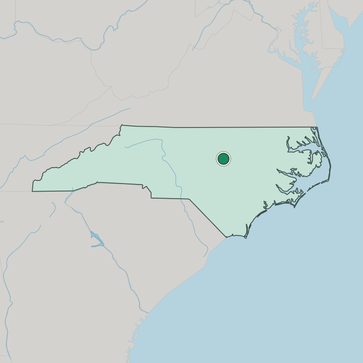 Map showing Raleigh — In North Carolina