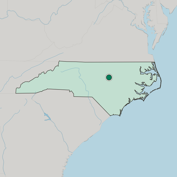 Map showing Raleigh — In North Carolina