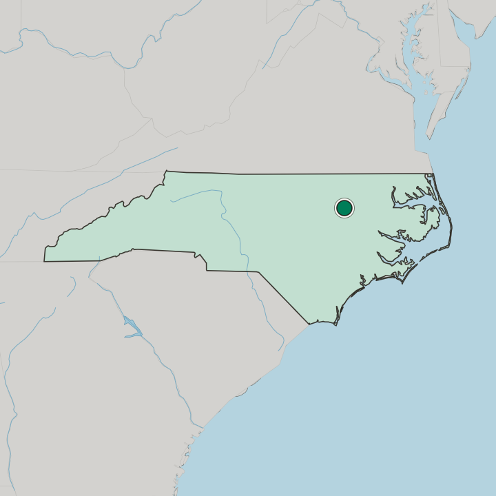Map showing Rocky Mount — In North Carolina