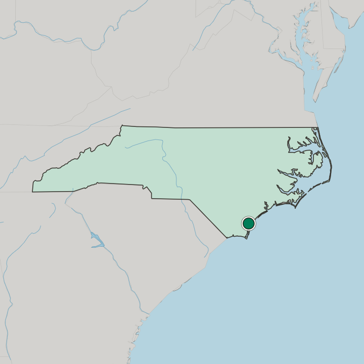 Map showing Wilmington — In North Carolina