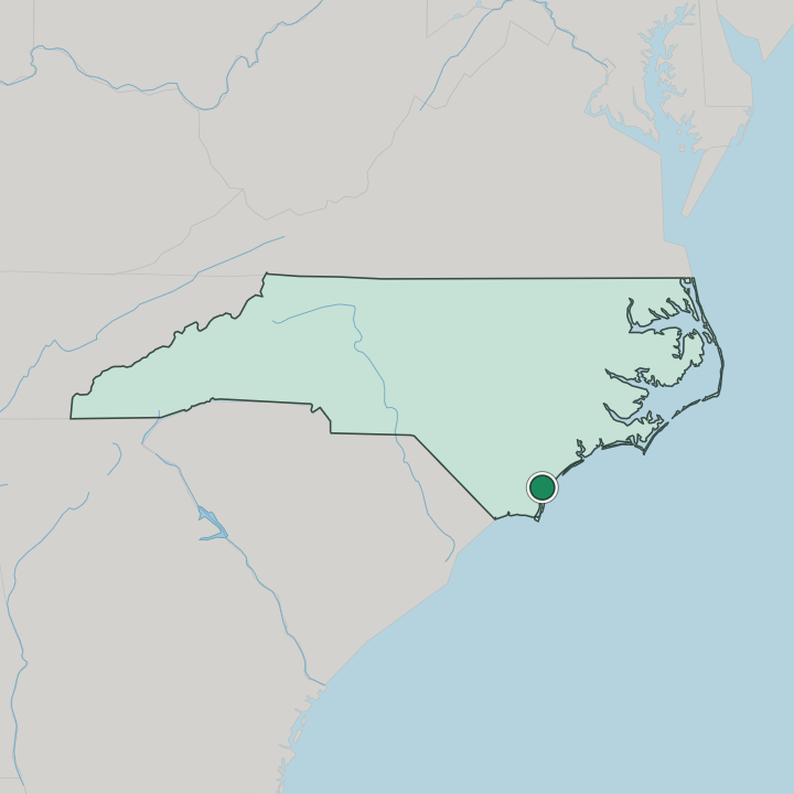 Map showing Wilmington — In North Carolina