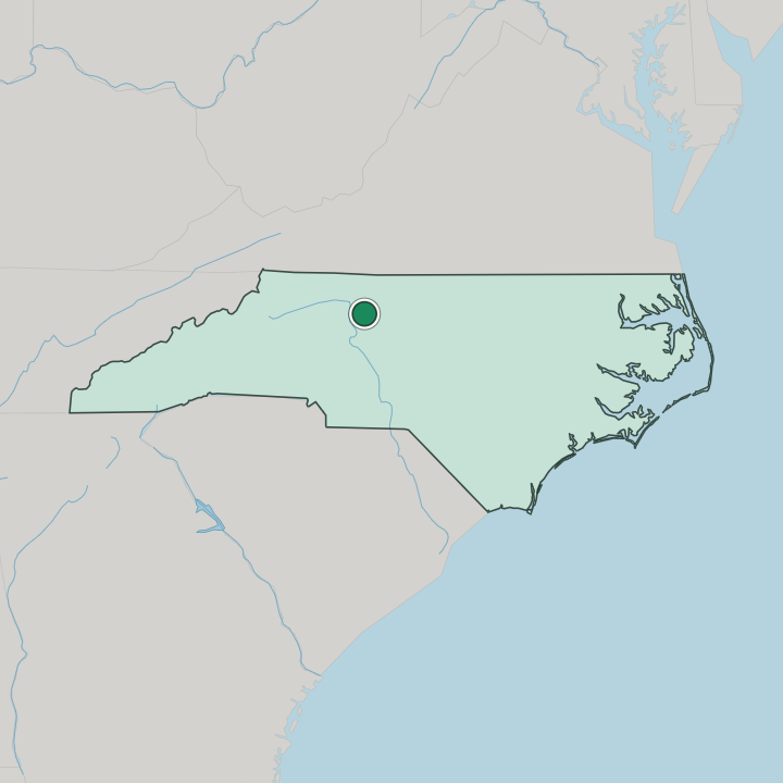 Map showing Winston-Salem — In North Carolina