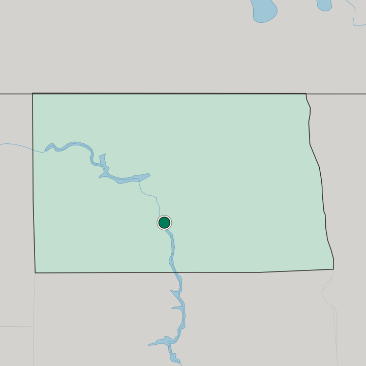 Map showing Bismarck — In North Dakota