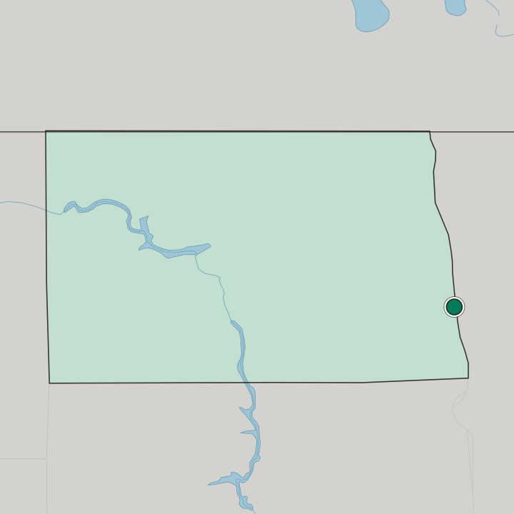 Map showing Fargo — In North Dakota