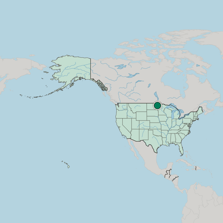Map showing Grand Forks — In United States