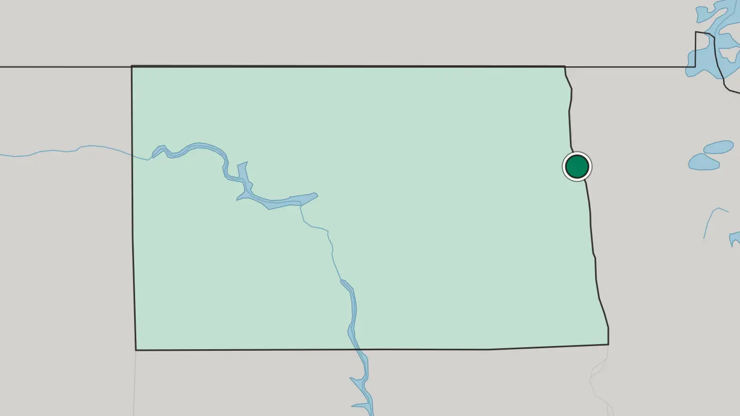 Map of Grand Forks in United States