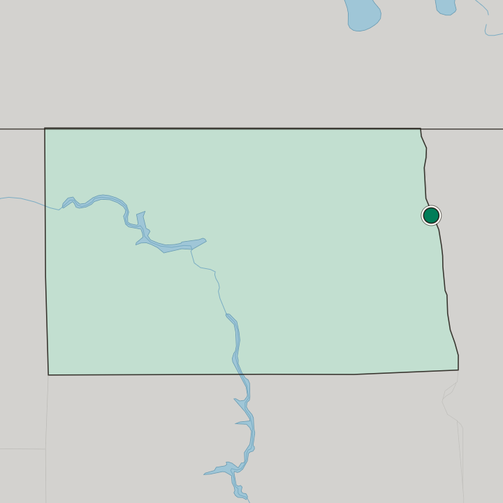 Map showing Grand Forks — In North Dakota