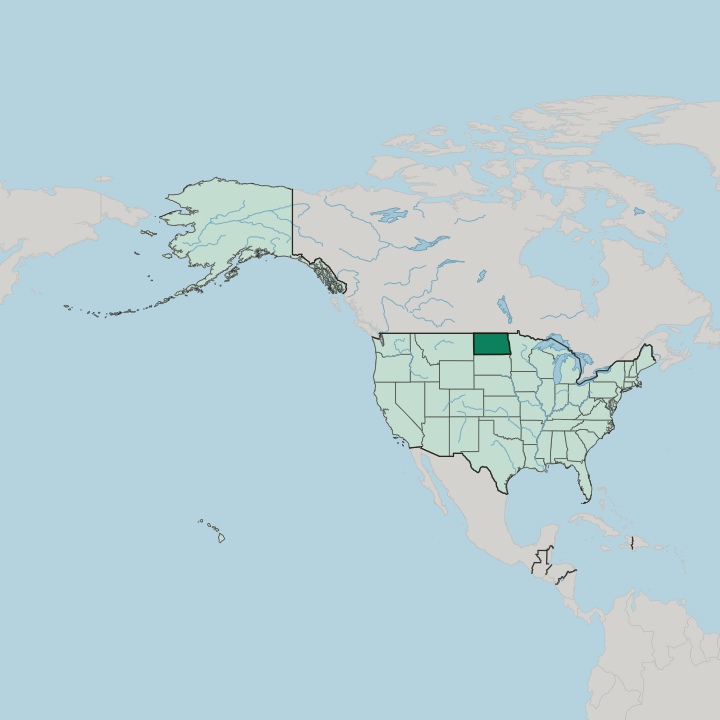 Map showing North Dakota — In United States