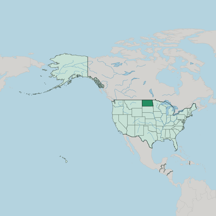 Map showing North Dakota — In United States