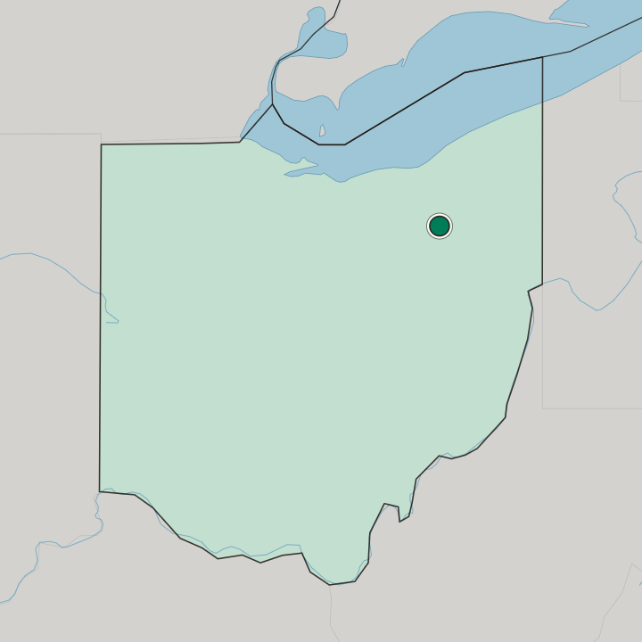 Map showing Akron — In Ohio