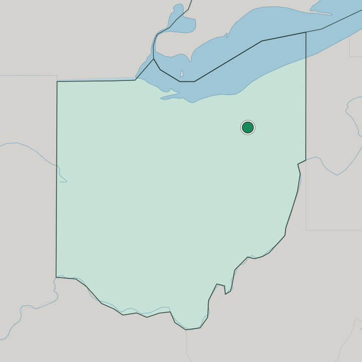 Map showing Akron — In Ohio