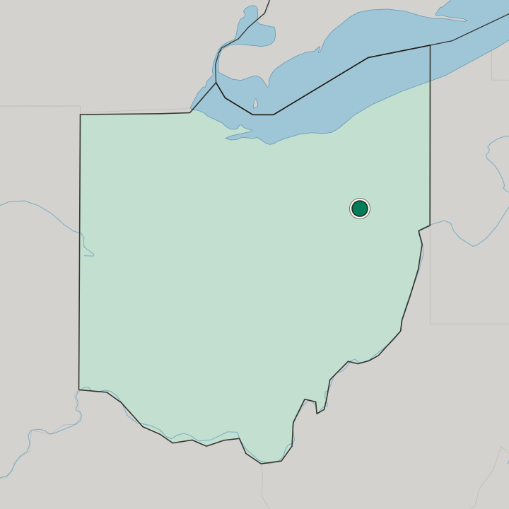 Map showing Canton — In Ohio