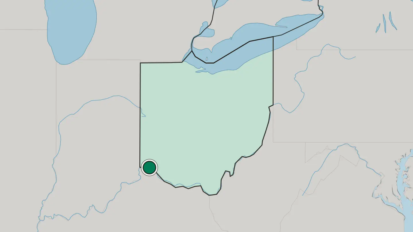 Map of Cincinnati in United States
